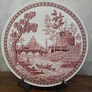 Spode Archive Collection Georgian Series "Rome" Cake Plate Pink Cranberry Red